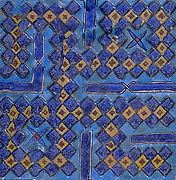 Ubin nibak abad keu-14 bak mausoleum di Uzbèkistan, meusurat nan Muhammad (محمد) lam kheuet Kufi peuet sagoe