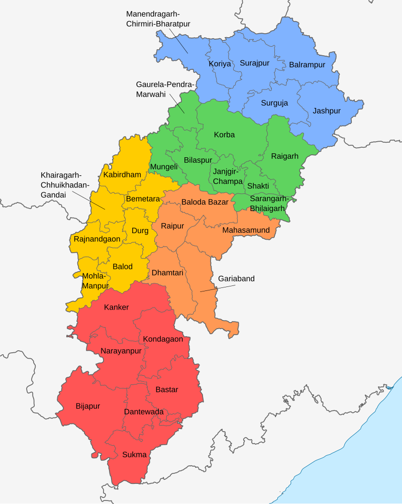 List Of Districts Of Chhattisgarh Wikipedia