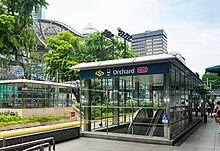 An entrance to Orchard station at street level