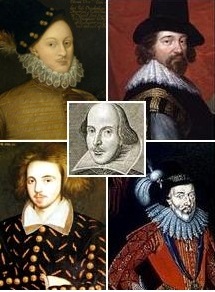 莎士比亚及另外四位可能是莎士比亚作品真正作者的人的画像