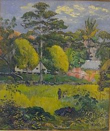 Paysage de Gauguin daté de 1901.