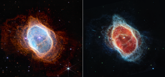南環星雲（NGC 3132；左：近紅外相機；右：MIRI相機）