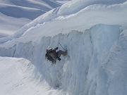 Climbing out of the Worthington Glacier in Alaska at the Special Forces Master Mountaineer course.