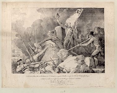 Combat du 30 mars 1814, sur les hauteurs de Saint Chaumont où un poste d'artillerie servi par des Élèves de l'École polytechnique se bat avec acharnement avec le général Sokolnicki