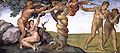 米開朗基羅《偷嘗禁果（原罪）與逐出樂園》，1509至1510年，屬於西斯汀小堂穹頂畫的一部分