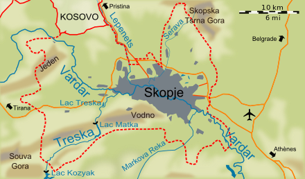 Carte de la ville de Skopje