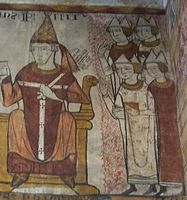 Détail : Clément IV et sa cour pontificale.