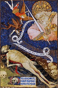 Maître de Rohan, Les Grandes Heures de Rohan, La Mort devant son juge, 1430, BNF.