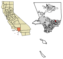 阿祖萨在加利福尼亚州洛杉矶县的位置