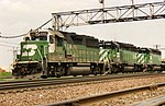 伯靈頓北方鐵路（英语：Burlington Northern Railroad）公司的EMD GP50型柴電動力機車（英语：EMD GP50）