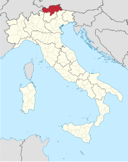 博尔扎诺自治省在意大利的位置