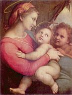 拉斐爾的《帳棚裡的聖母（英语：Madonna della Tenda）》，65.8 × 51.2cm，約作於1514年，1819年路德維希一世購自英國的收藏[32]