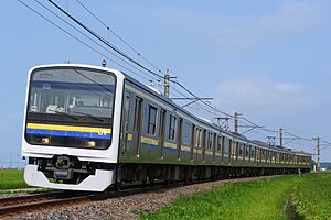 成田線で使用される209系電車 （2020年8月 大戸駅 - 下総神崎駅間）