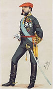 The Carlist pretender, Carlos María de Borbón y Austria-Este, in a drawing from Vanity Fair magazine (1876).