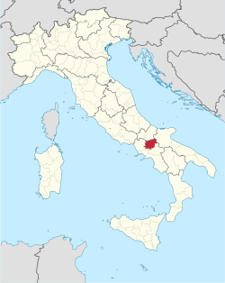 貝內文托省在意大利的位置