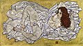 埃貢·席勒《橫躺的女子》，1917年，現藏於利奧波德博物館