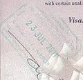 美國護照上的加納入境印章。