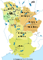Le duché (en vert) dans la Bourgogne du XIe siècle.