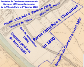 Partage du territoire de Bercy en 1860.