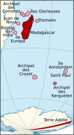 马达加斯加属地在1945年的范围