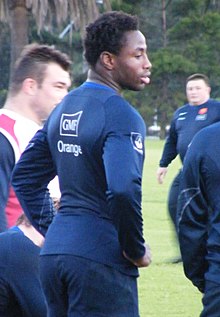 Fulgence Ouedraogo sous le maillot de l'équipe de France.