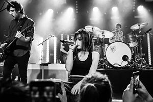Against The Current in 2017; from left to right: Dan Gow, Chrissy Costanza and Will Ferri