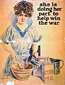 Même les très jeunes filles devaient s'impliquer dans l'effort de guerre. Il s'agit ici de réaliser un gâteau à la farine de maïs pour économiser le blé.