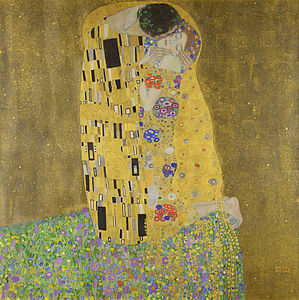 古斯塔夫·克林姆特的作品《吻》 (1907–08)