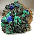 Malachite and Azurite from the Morenci Mine, which produces many fine specimens for mineral collectors.
