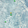 静海地图，显示了阿波罗11号、阿波罗17号、阿波罗16号和勘测者5号的着陆点，东南是丰富海、东北是危海、西北是澄海、南面是酒海。