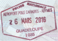 瑞典護照上的皮特爾角城國際機場（瓜德羅普）出境印章
