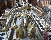 Gilded bronze effigy at Warwick, England, of Richard Beauchamp, 13th Earl of Warwick who died in 1439, showing the underside of his sabatons.