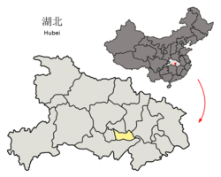 仙桃市在湖北省、全國的地理位置
