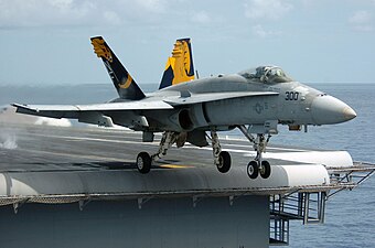 F/A-18C showing LEX fence which reduces fin buffeting