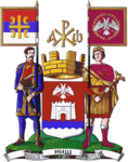 Chi-Rho symbol can be seen on the coat of arms of Niš, city in Serbia and the birthplace of Constantine the Great