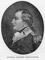 理查德·蒙哥馬利畫像。蒙哥馬利代替患病的菲力·斯凱勒，帶領西路軍隊出征，最後卻在魁北克市戰死。