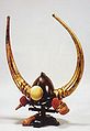 Black lacquered peach-shaped buffalo horns helmet or momonari kabuto owned by Kuroda Nagamasa; Fukuoka City Museum collection
