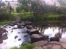 Solomon's Ford in Avondale Heights, Victoria was modernized in the 1980s at a spot where indigenous people had been crossing the Maribyrnong River for thousands of years.
