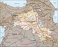 1992年美国中央情报局所繪製的庫德族分布區域。