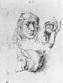 Albrecht Dürer Visage, main et oreiller v. 1491-1492