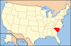 地圖中高亮部分為南卡羅來納州