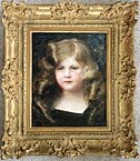Portrait of a girl by Aimé Nicolas Morot, painted in 1909 and in original frame. Oil on canvas, size 32 x 40 cm.