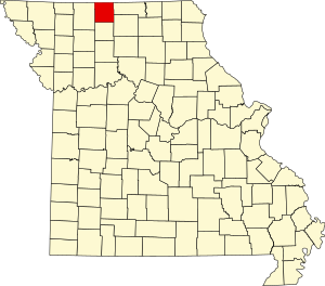 Map of Missouri highlighting Mercer County