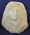 Girl's face, Aimé-Nicolas Morot, no date. Sculpted in relief in white Carrara marble.