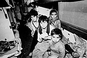 Azerbaijani refugees after the Khojaly massacre in train
