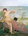 阿諾德·勃克林《採花女孩與少年》，約1866年，現藏於蘇黎世美術館
