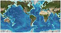 Image 12   The global continental shelf, highlighted in light green, defines the extent of marine coastal habitats, and occupies 5% of the total world area (from Marine habitat)
