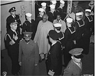 Boarding U.S Warship in Egypt visiting U.S President Franklin D. Roosevelt, 1945