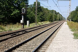 La ligne ferroviaire de Paris à Marseille dans la forêt de Fontainebleau.