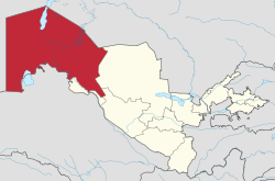 卡拉卡爾帕克斯坦在烏茲別克斯坦的位置